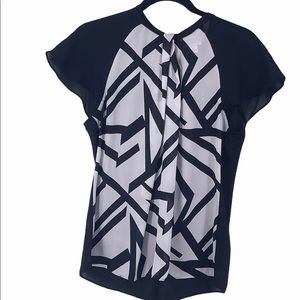 Liz Claiborne Black/White Short Sleeve Blouse M